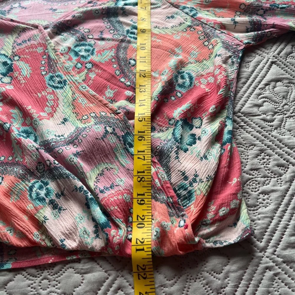 Maven‎ Womens Wrap Floral Cold Shoulder Blouse Top Size Small